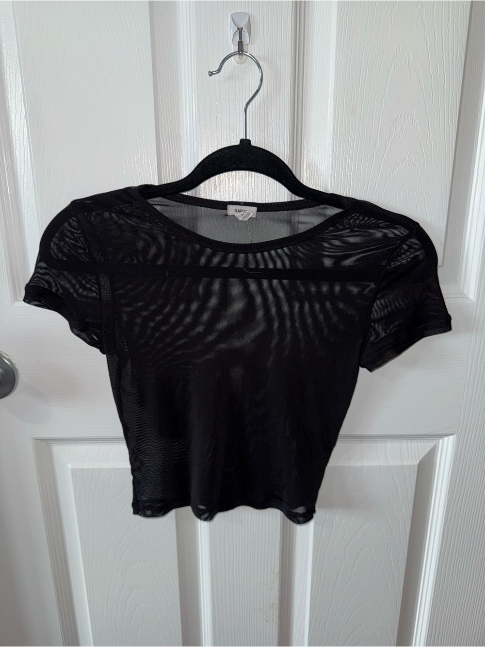 Garage - Black Sheer Short Sleeve Crop Top